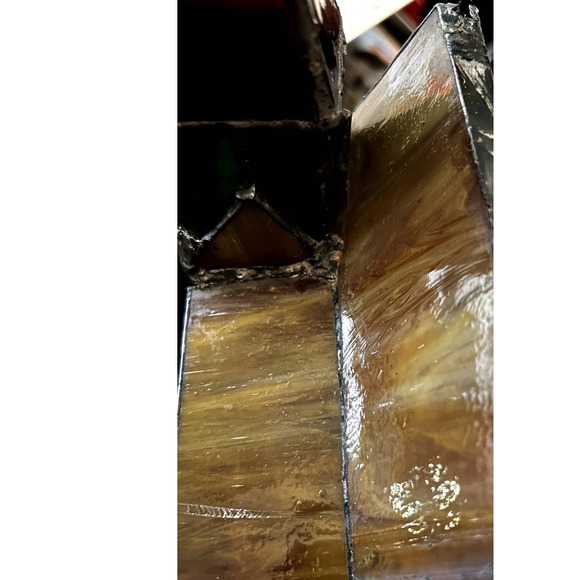 Vintage Tiffany Style Stained Glass Cathedral Church Christmas Tabletop Decor - Picture 12 of 12